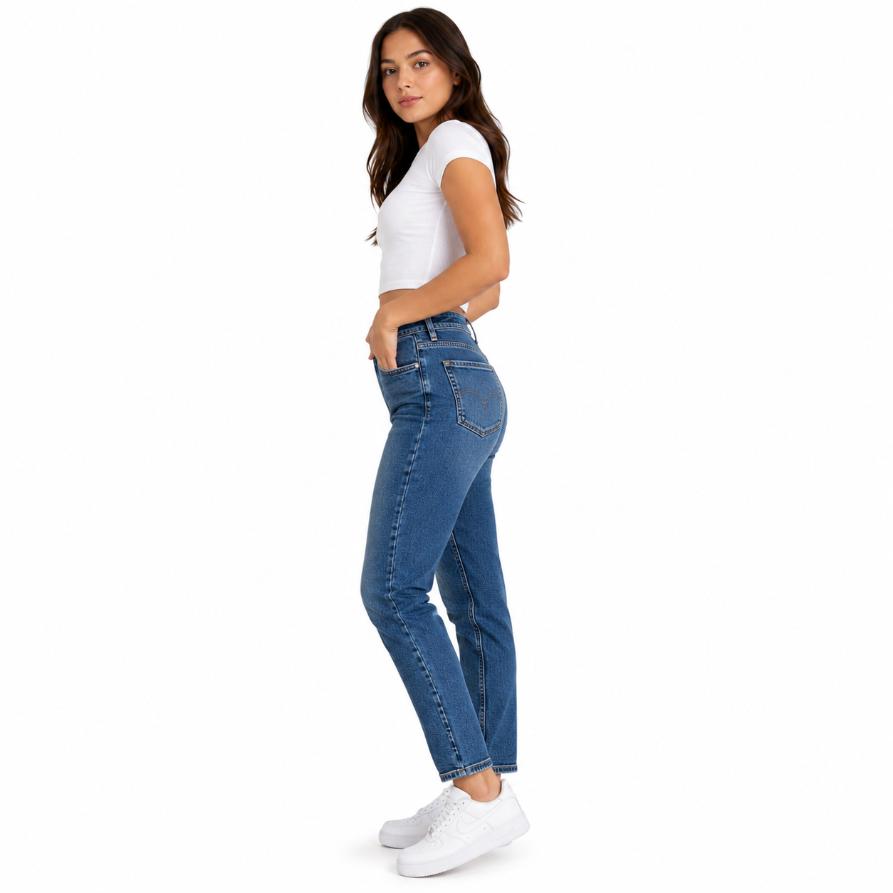 American Eagle Women Navy Super High Rise Mom Jeans