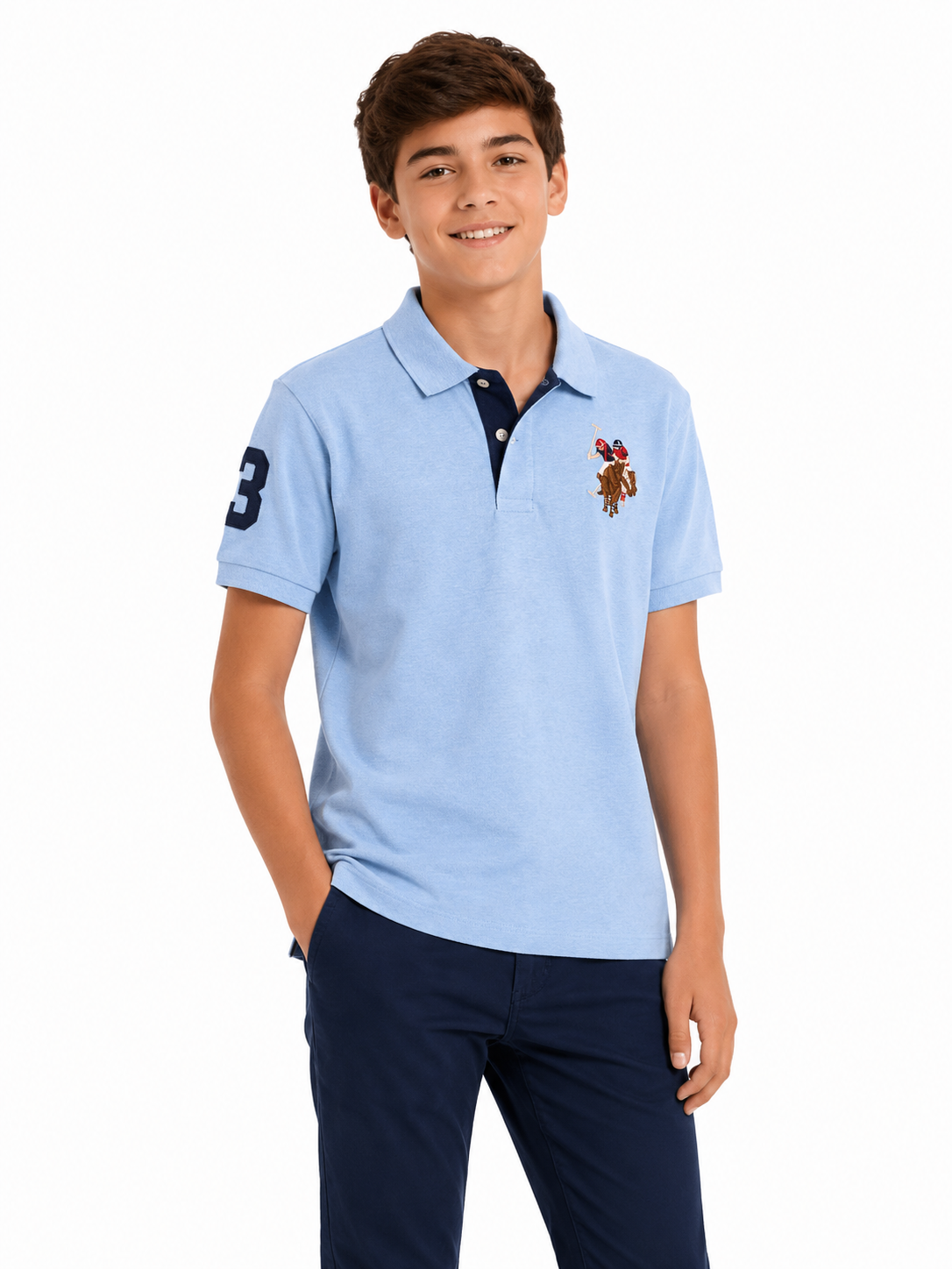 U.S Polo Assn Boys Multi Color Logo PIQUE POLO SHIRT