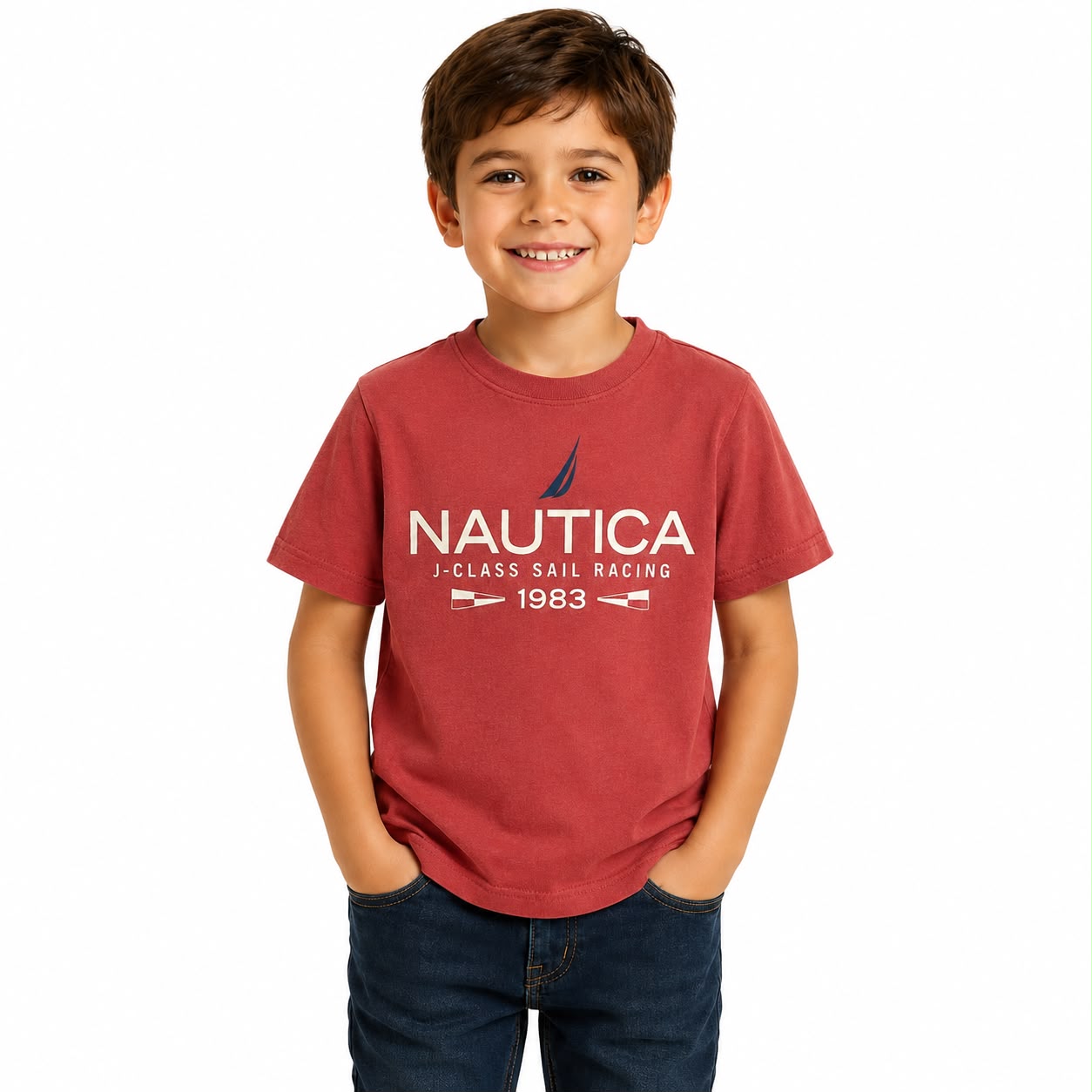 Nautica Little Boys' brand icon Racing Graphic T-Shirt (4-7)