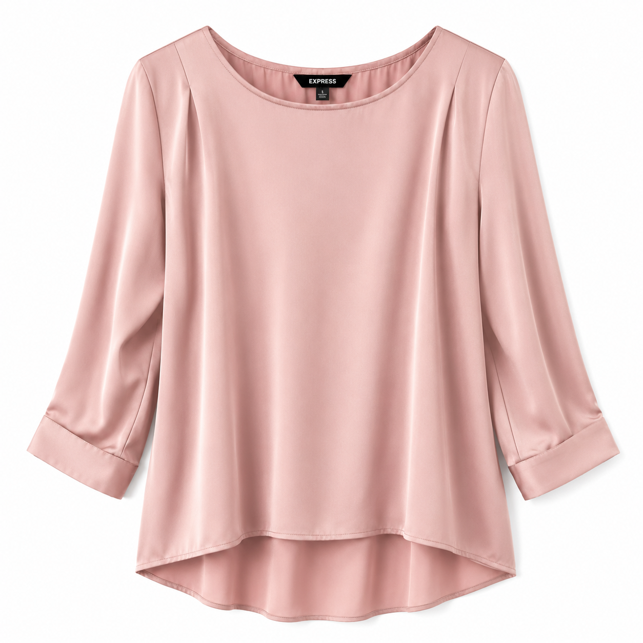 Express Pink satin blouse with three-quarter sleeves and round neck Women’s