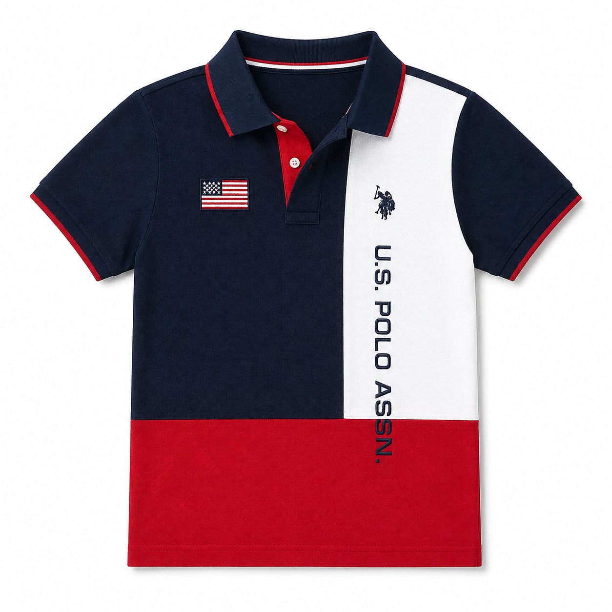 U.S. Polo Assn. USA Flag Colorblock Pique Polo Shirt
