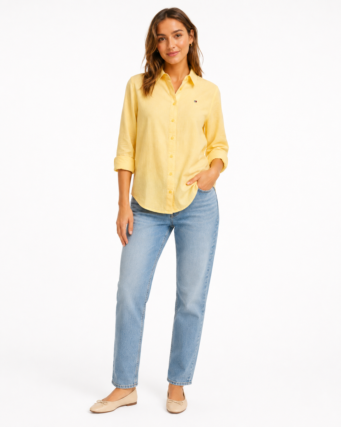Tommy Hilfiger relaxed-cut yellow linen shirt