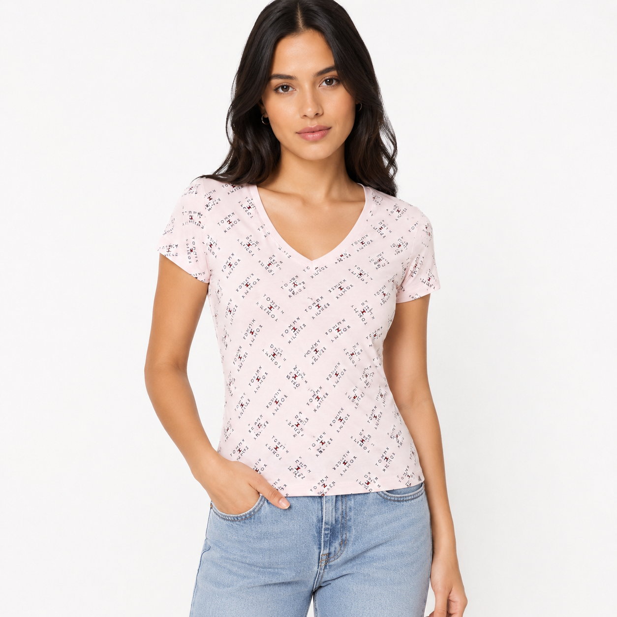 Tommy Hilfiger Typographic Print V-neck T-shirt