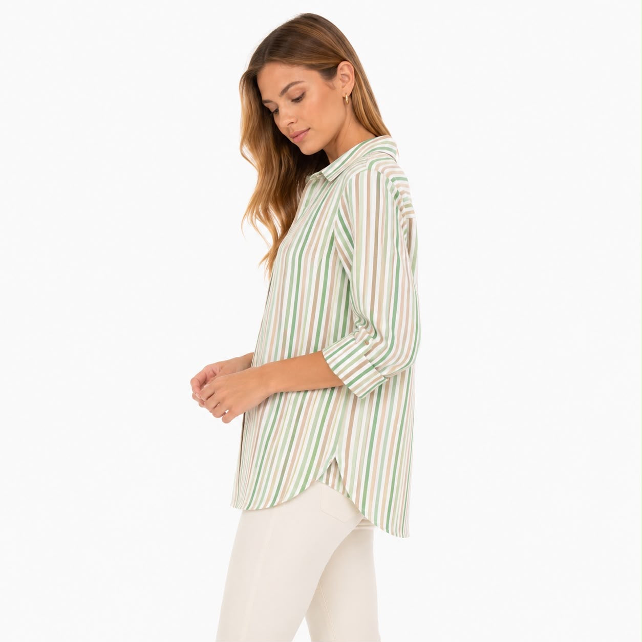 Camisa A Rayas Con Solapa Enrollable De Tommy Hilfiger