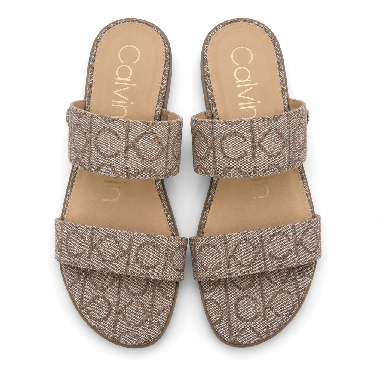 Calvin Klein sandals with monogram in beige tone