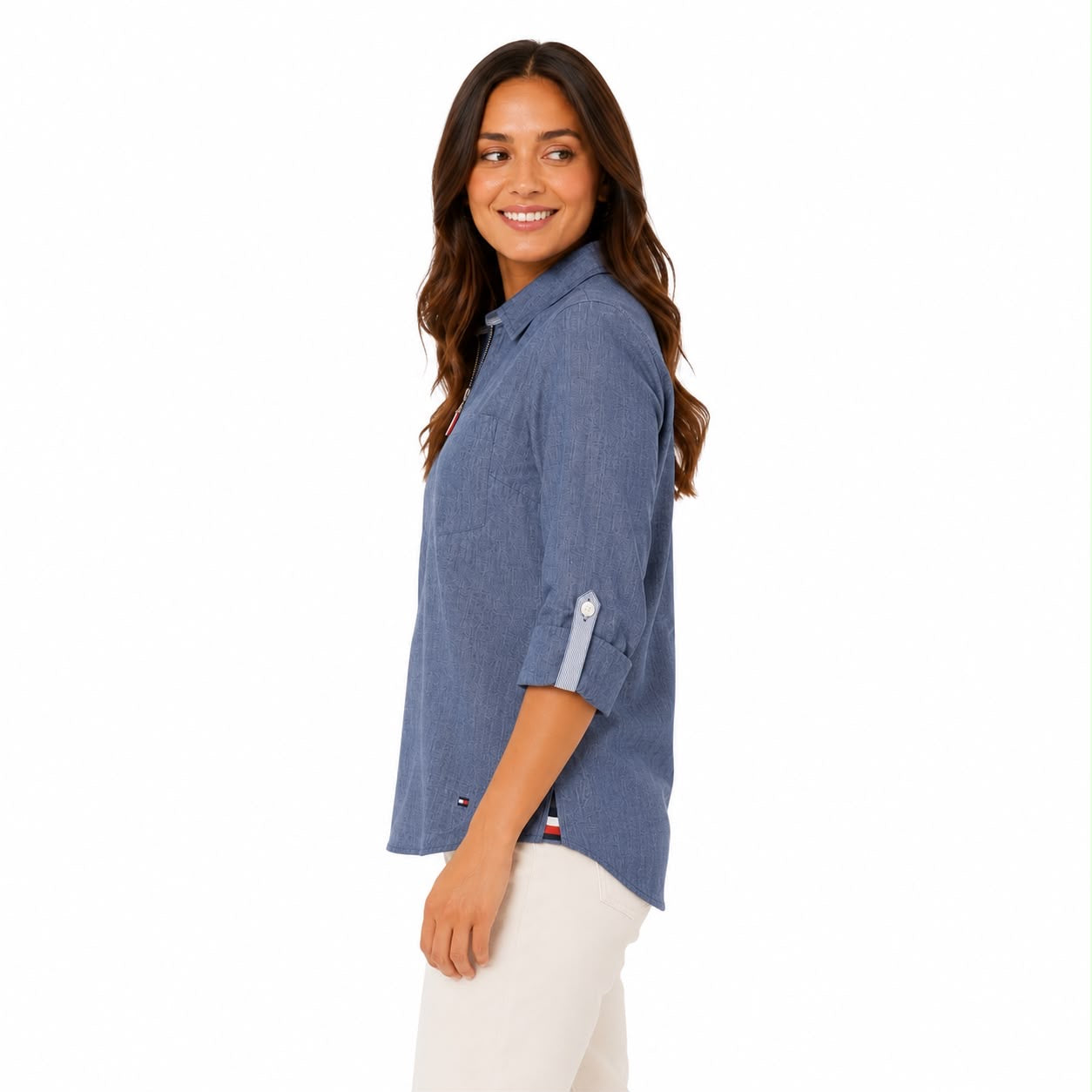Tommy Hilfiger Women's Half-Zip Roll-Tab Shirt