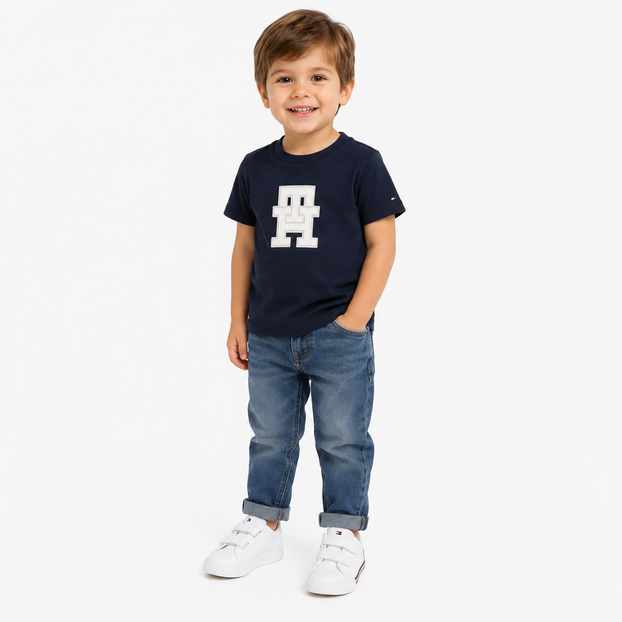 Tommy Hilfiger PLAYERA DE CORTE REGULAR CON MONOGRAMA NIÑO TOMMY HILFIGER