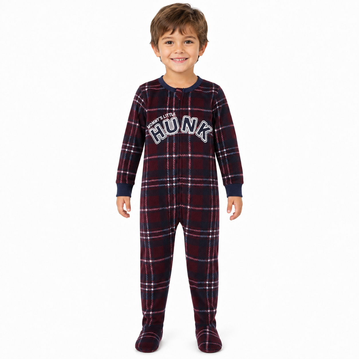 Place Baby And Toddler Boys Plaid Fleece One Piece Pajamas