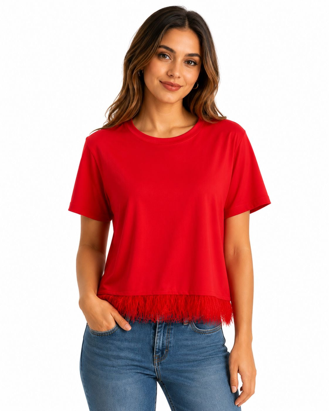 Forcynthia Feather-Trimmed Cotton-Jersey T-Shirt
