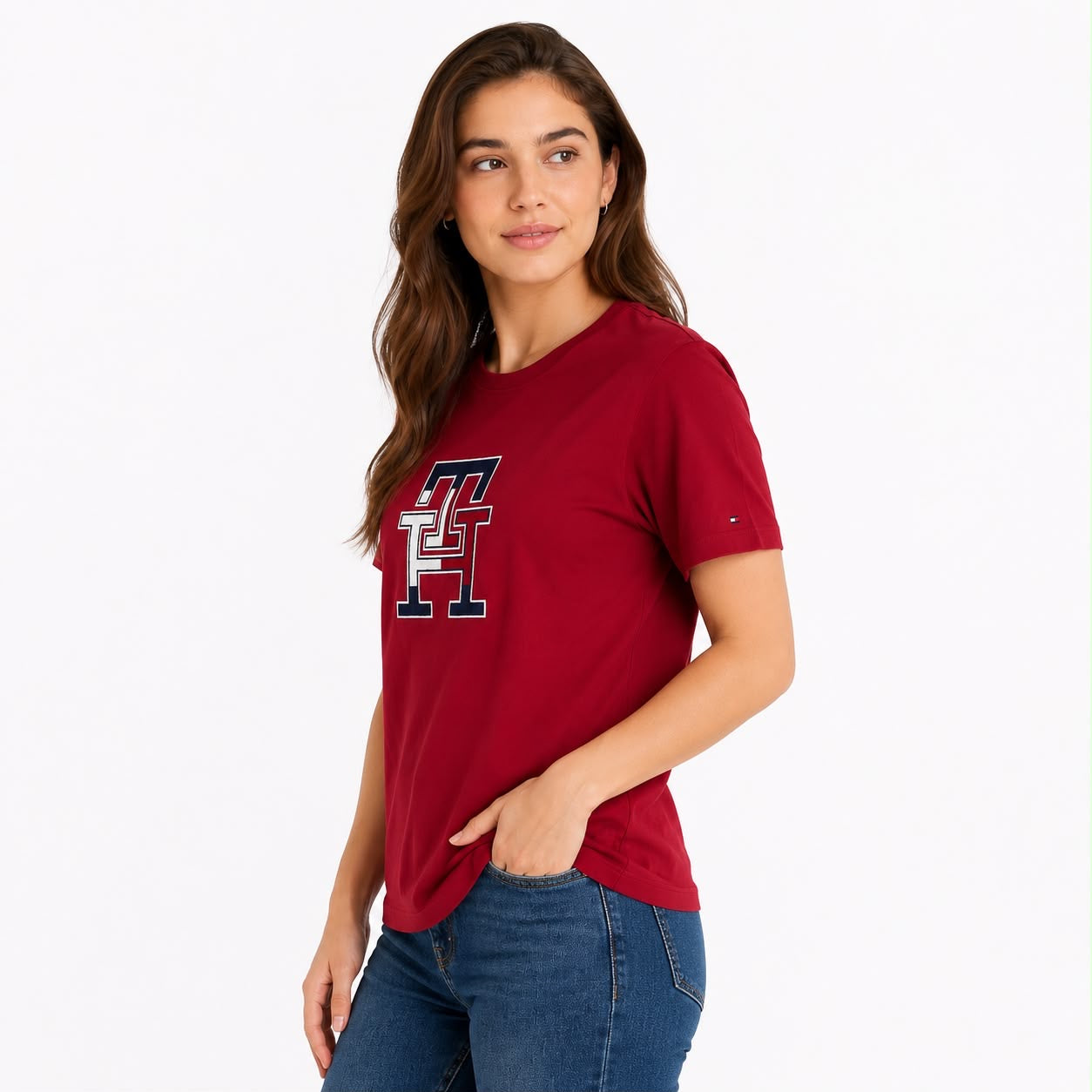 Tommy Hilfiger Embroidered Tricolor Logo T-Shirt Women’s