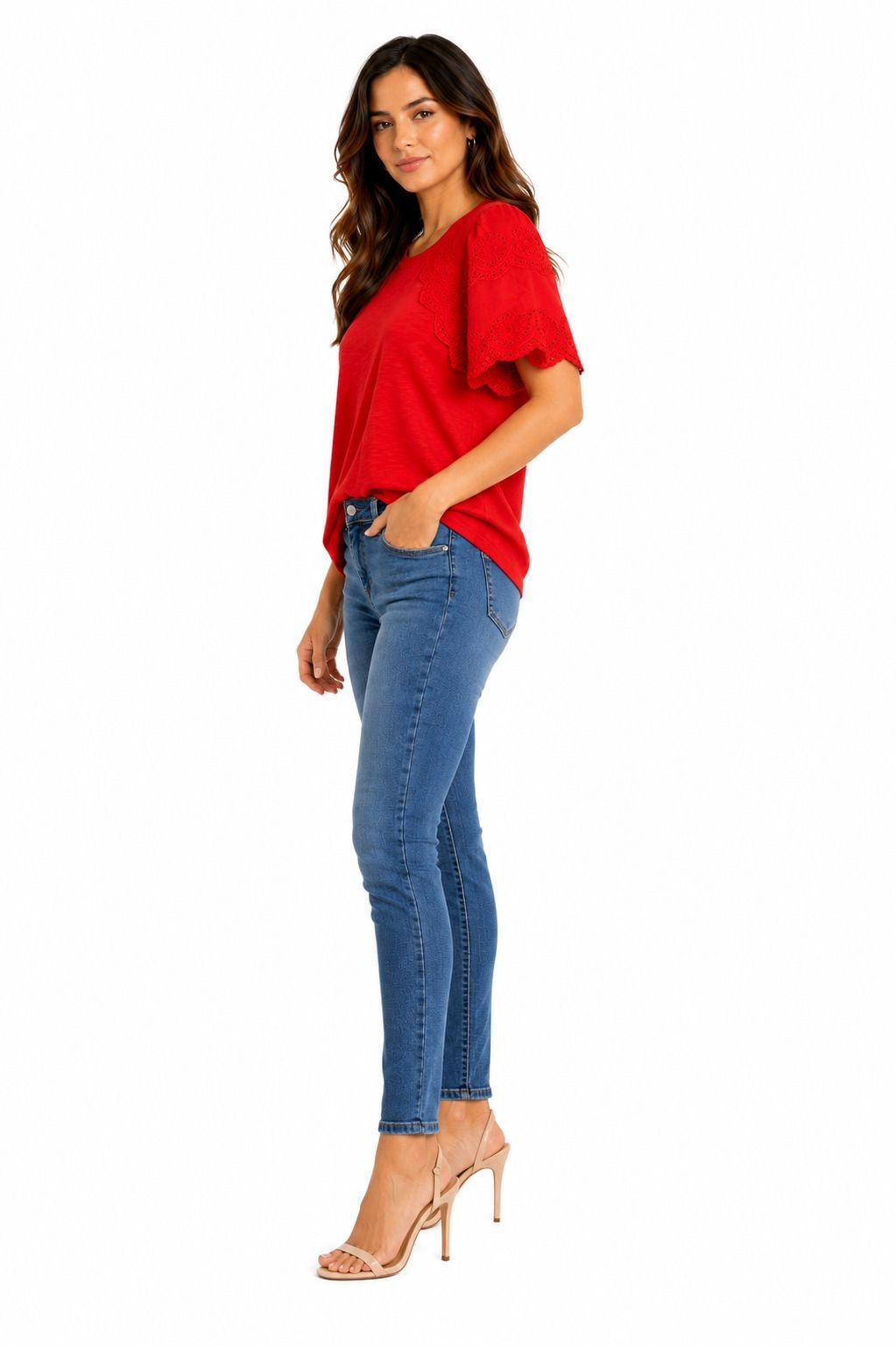 NOTATIONS-Red short-sleeved t-shirt from the Notations brand
