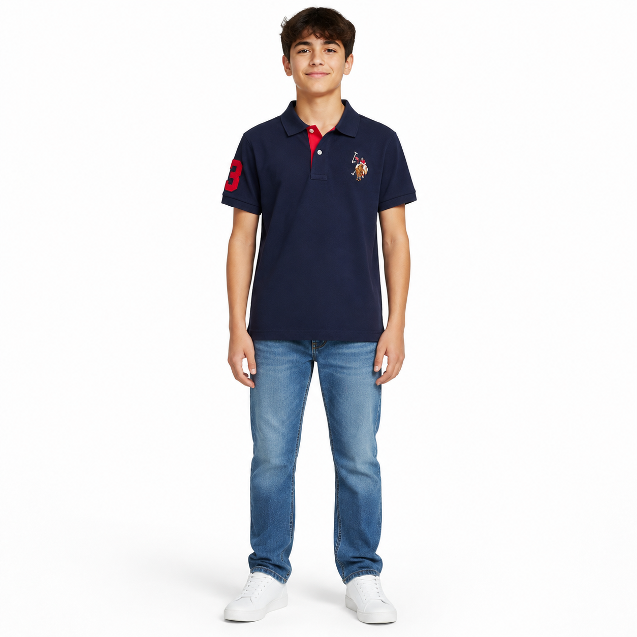 U.S. Polo Assn. navy piqué polo shirt