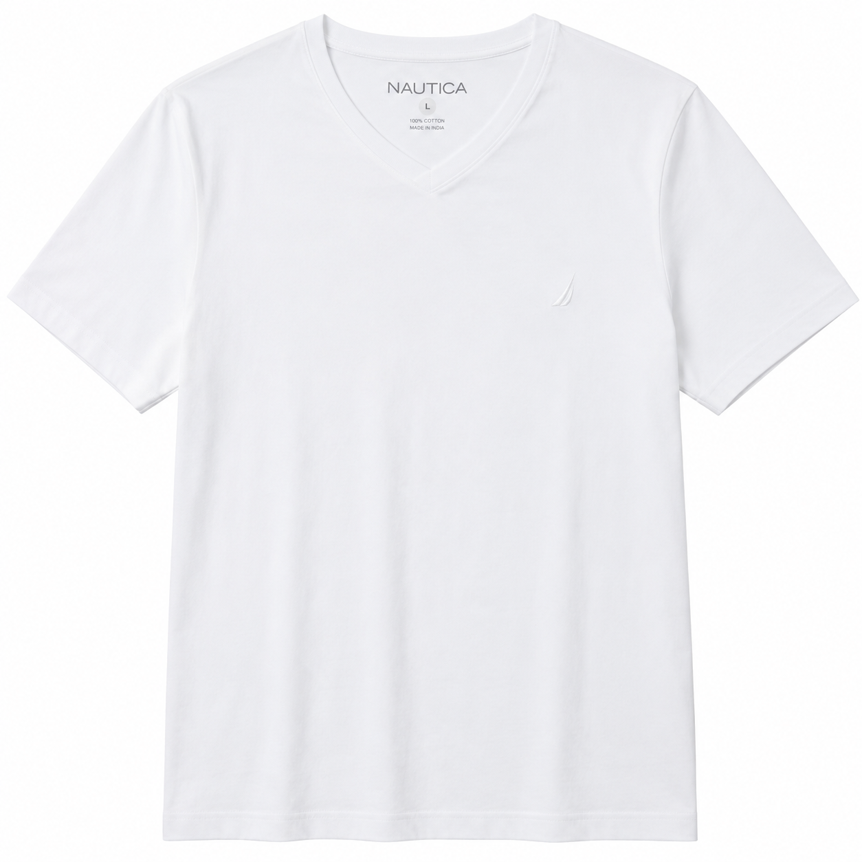 NAUTICA-White V-neck t-shirt