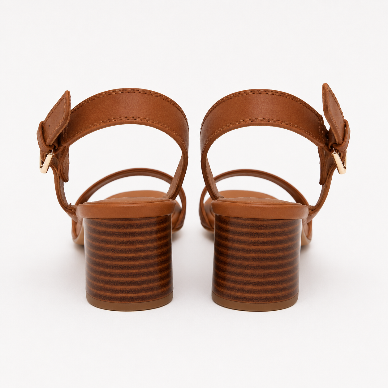 Calvin Klein heeled sandals model Rosemary in cognac color