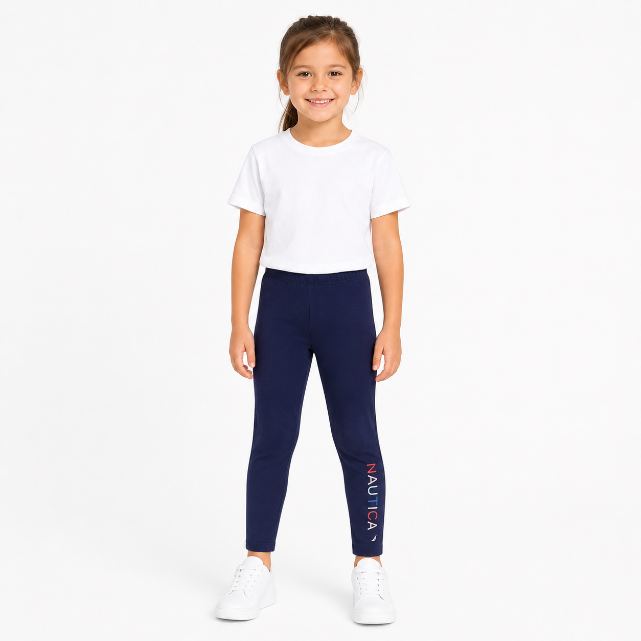 Nautica Toddler Girls' Glitter Logo Leggings