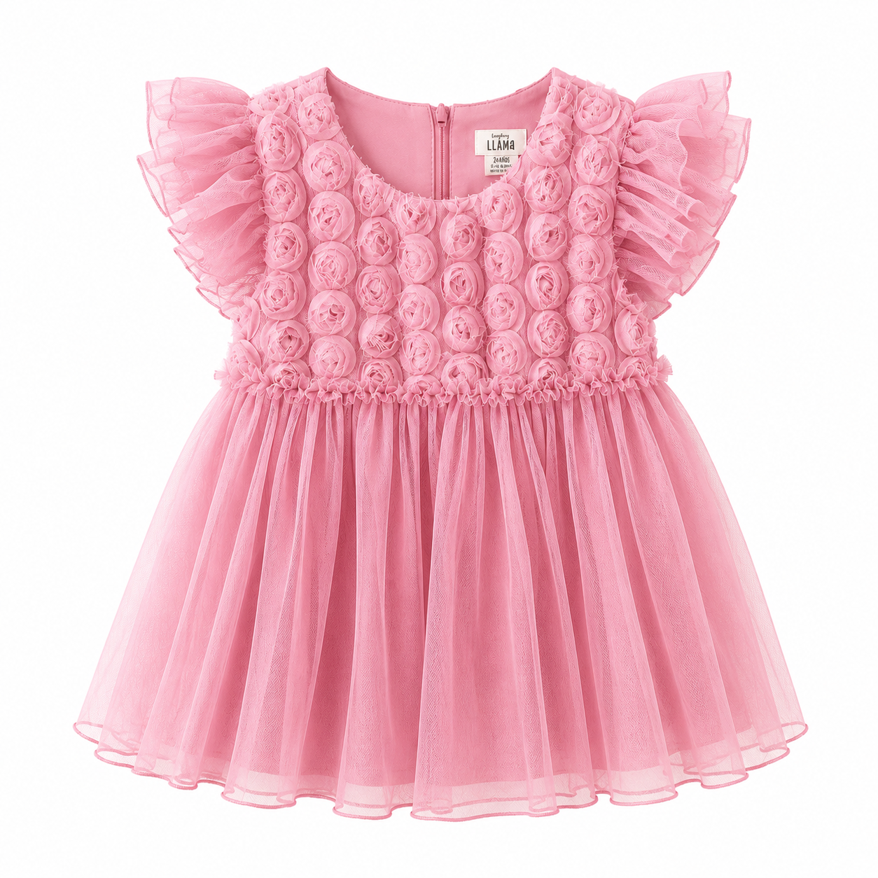 Laughing Llama baby and toddler girls 3D floral dress