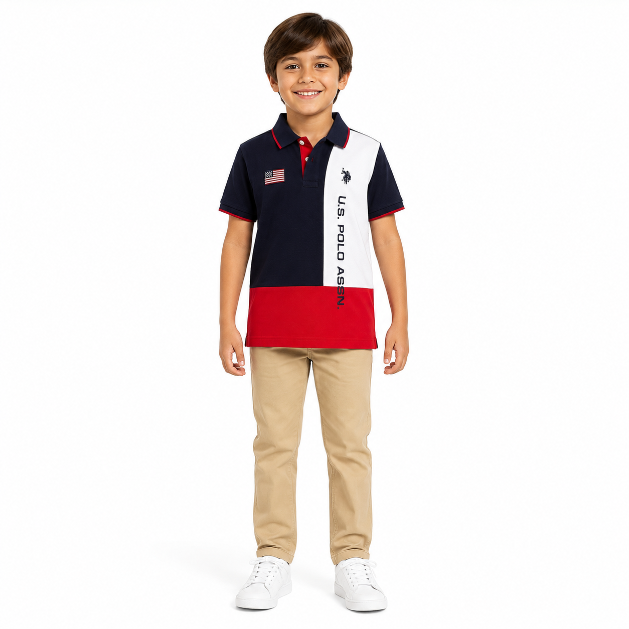 U.S. Polo Assn. USA Flag Colorblock Pique Polo Shirt