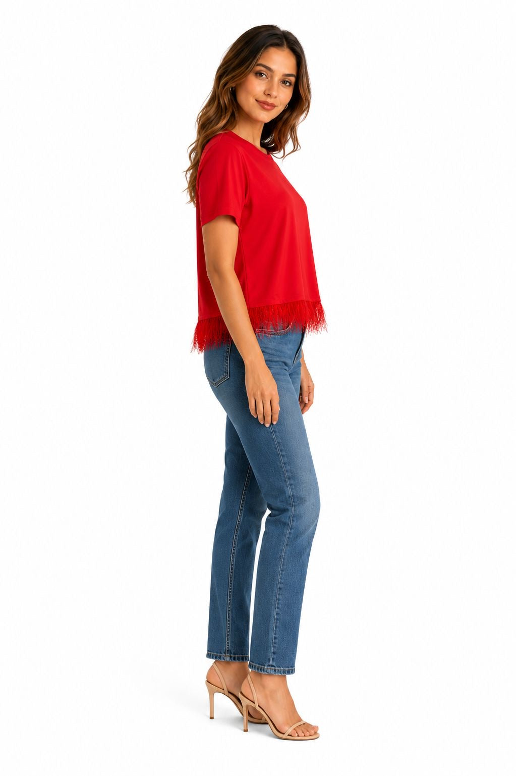 Forcynthia Feather-Trimmed Cotton-Jersey T-Shirt