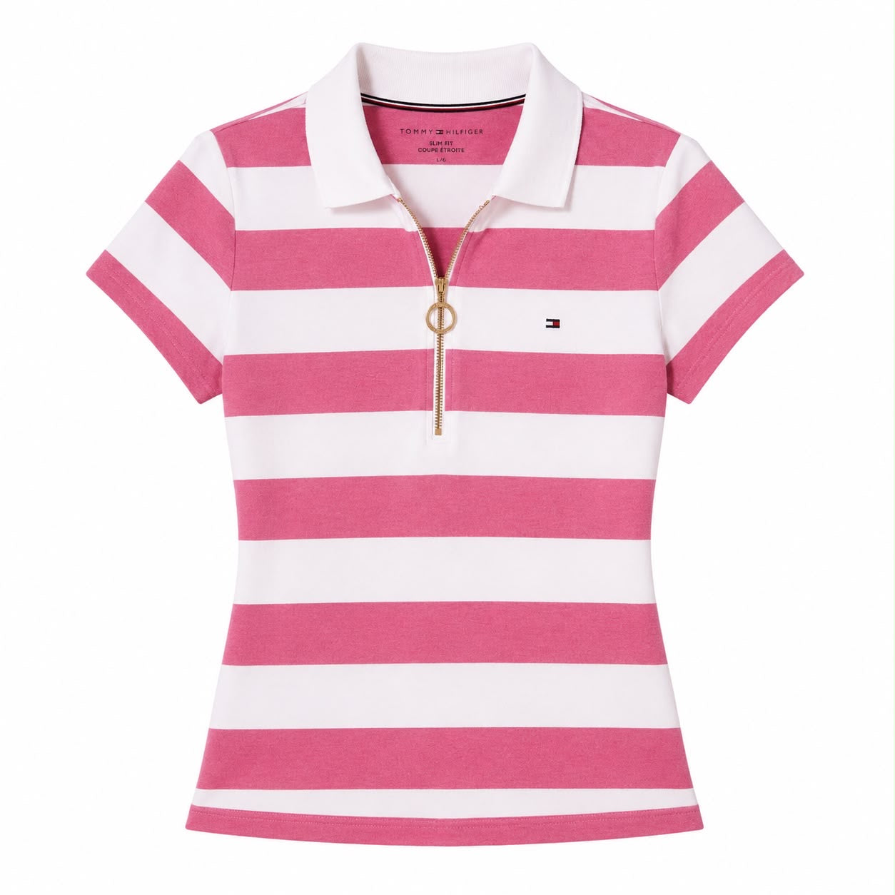 Tommy Hilfiger Slim Fit Rugby Stripe Zip Polo Women’s