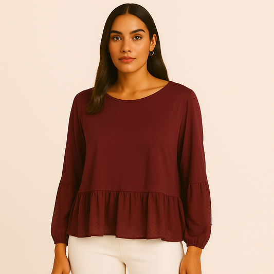 CeCe Women's 3/4 Sleeve Button Front Blouse
