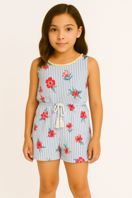 Rare Editions Blue Stripped Romper