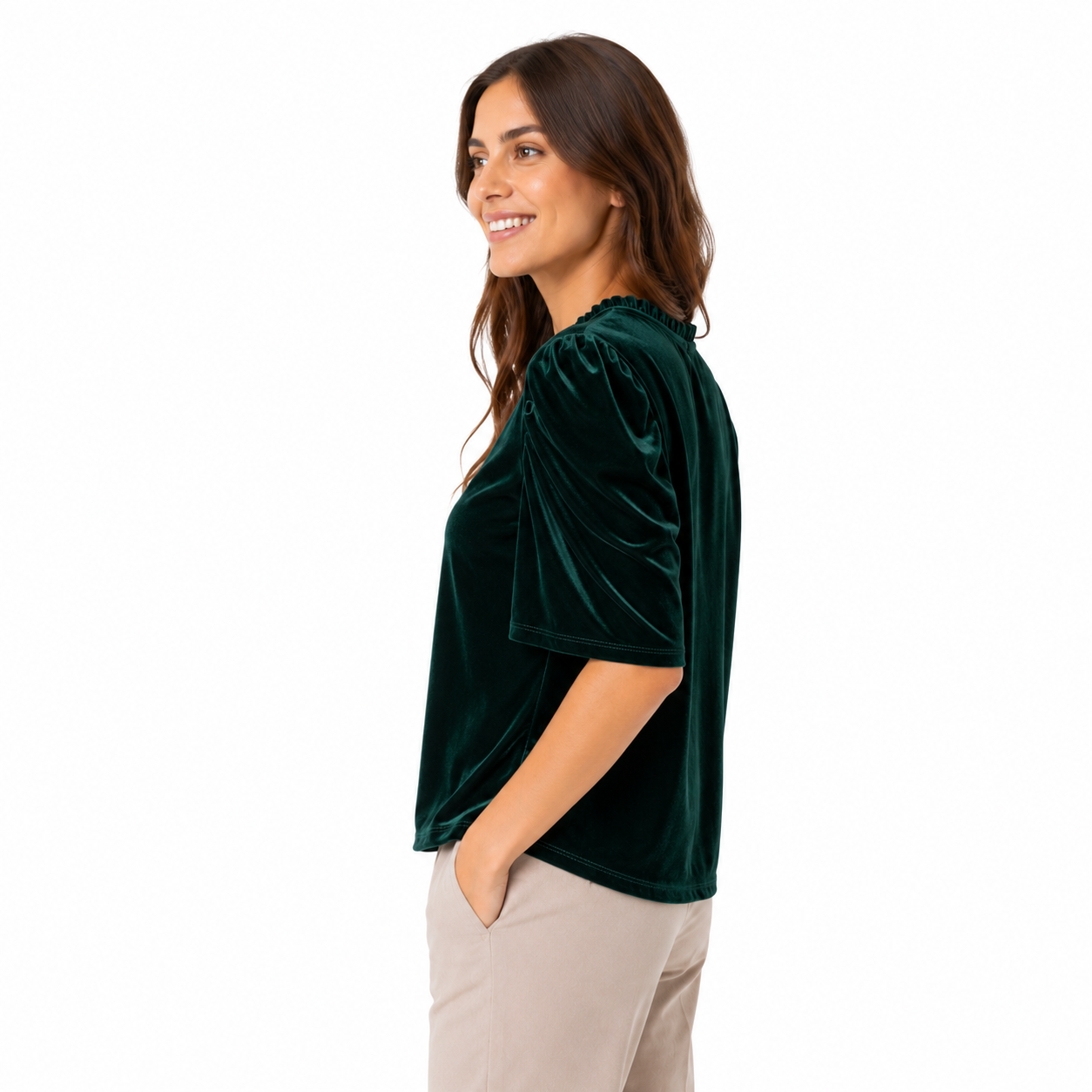 CeCe emerald green velvet blouse Women’s