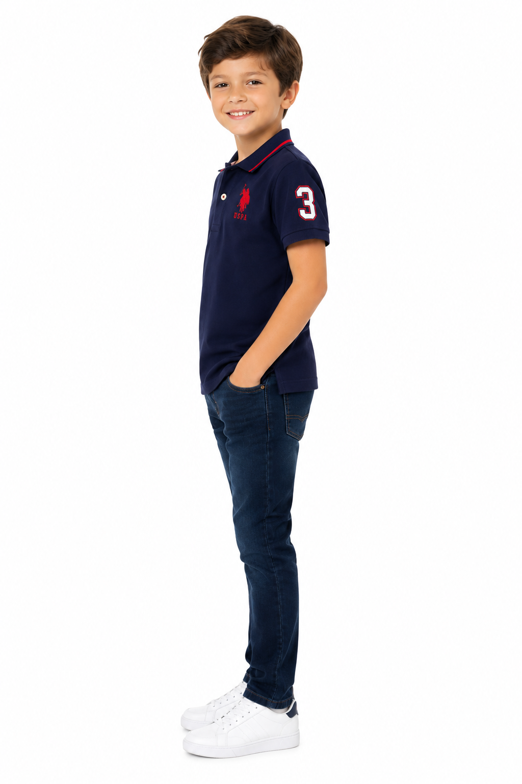 U.S. Polo Assn. Boy’s Multi Color Logo Solid Pique Polo Shirt