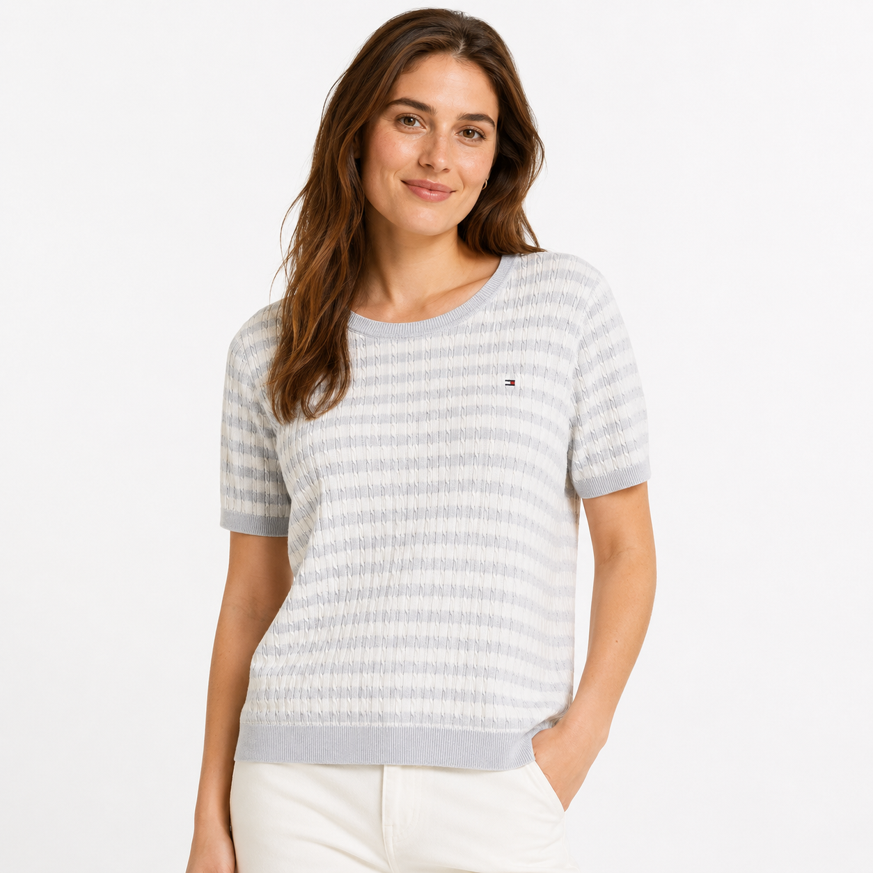 Tommy Hilfiger Short-Sleeve Cable Knit Sweater