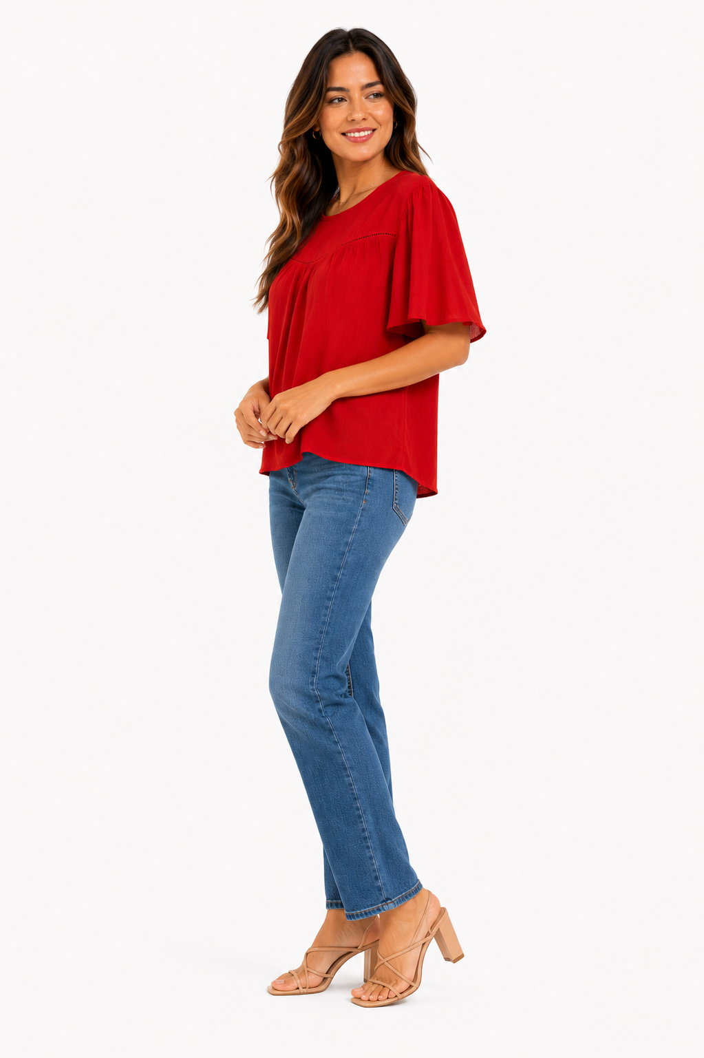 Nanette Lepore brand blouse in vibrant red