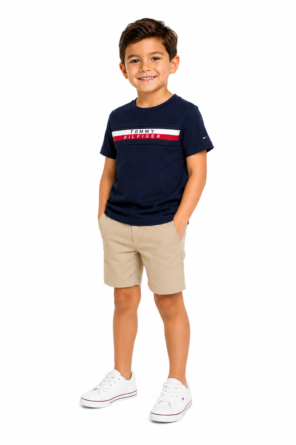 Tommy Hilfiger Kids' Ribbed Stripe Logo T-Shirt