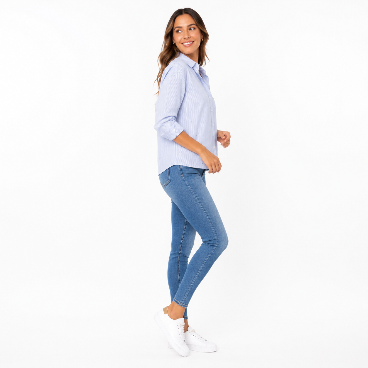 Beachlunchlounge Embellished Poplin Striped Shirt