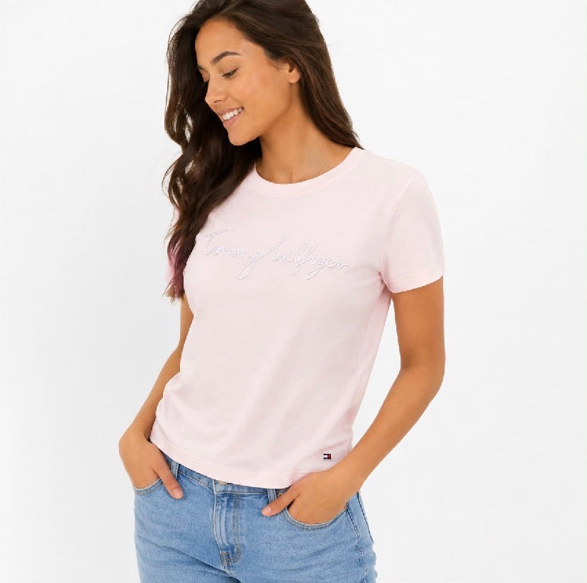 Tommy Hilfiger-Embroidered Signature Crewneck T-Shirt