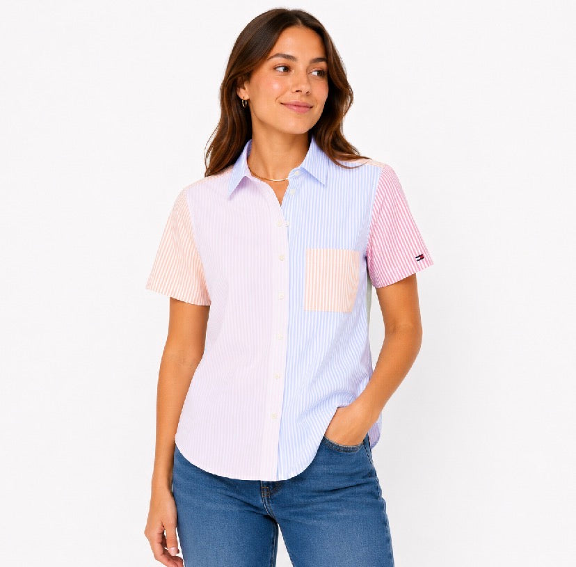Tommy Hilfiger-Multistripe Puff-Sleeve Shirt