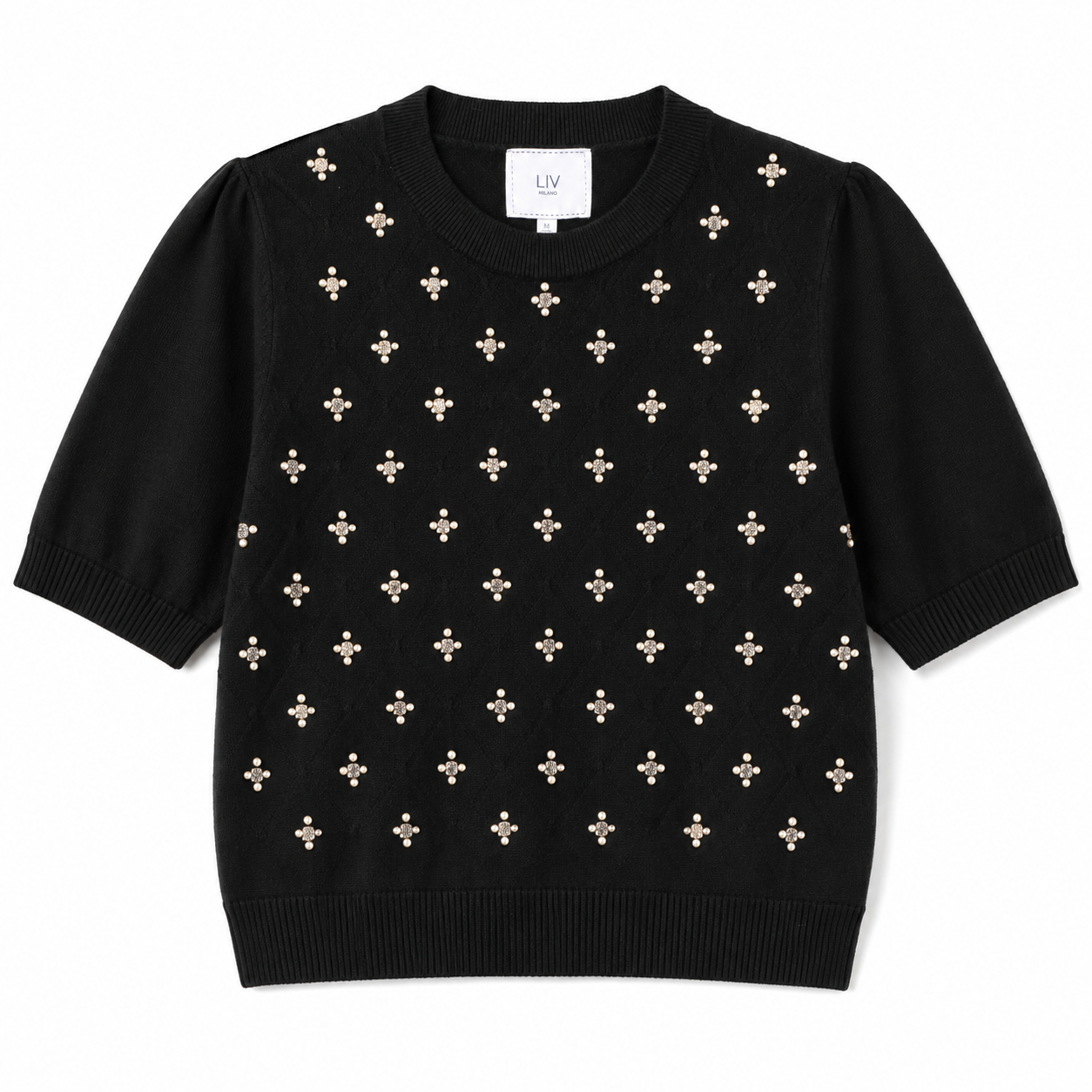 Liv Milano Black knitted blouse with short sleeves Women’s