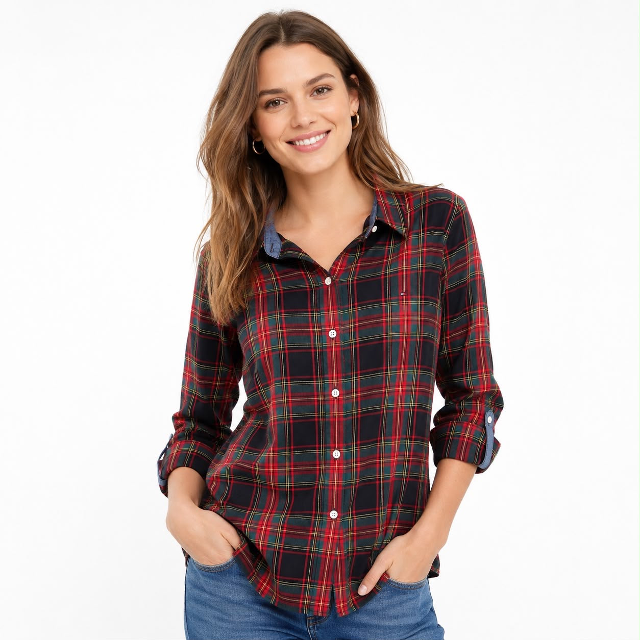 Tommy Hilfiger Plaid Cotton Poplin Shirt