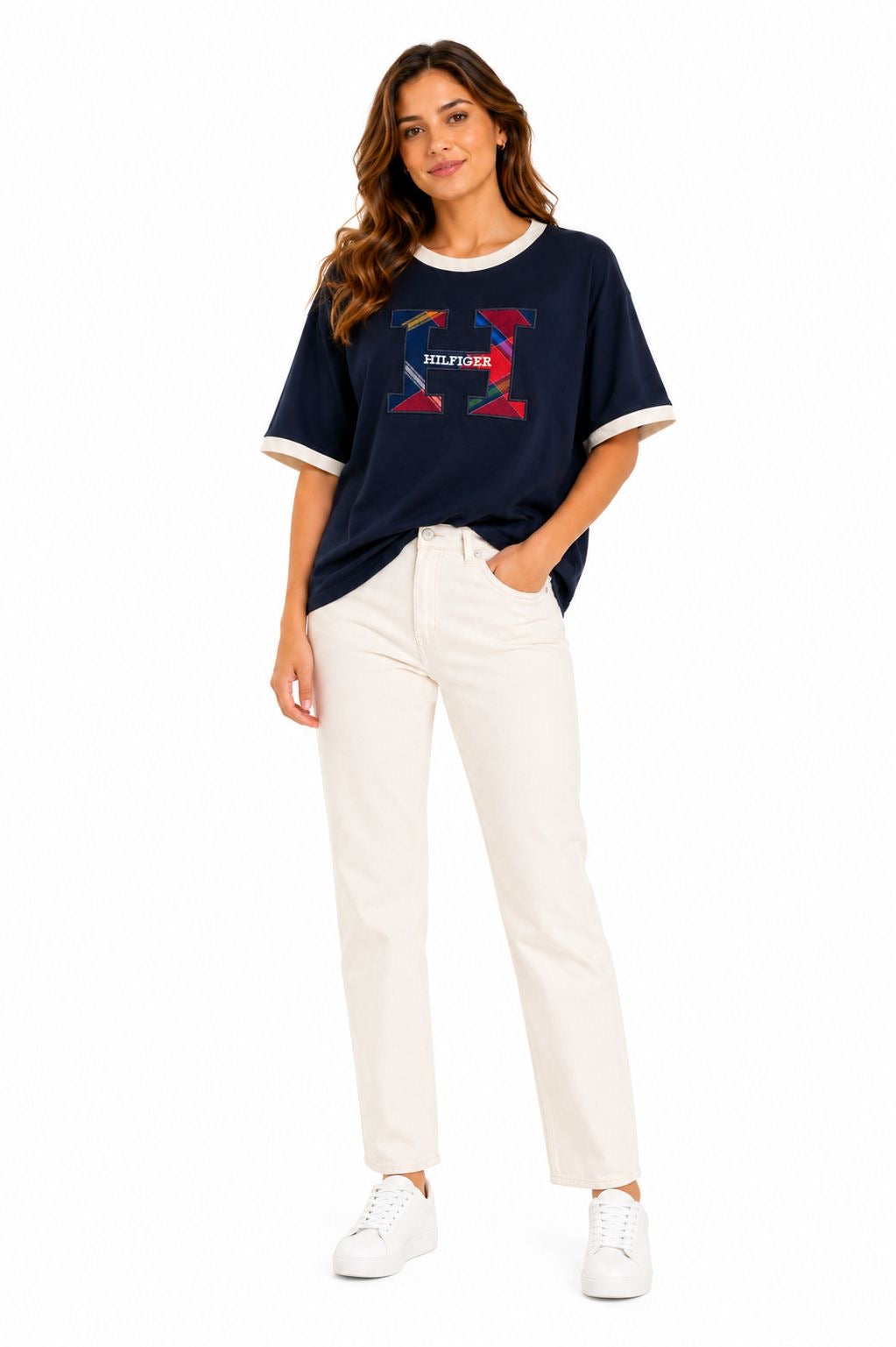 TOMMY HILFIGER-Plaid Monogram Crewneck T-Shirt