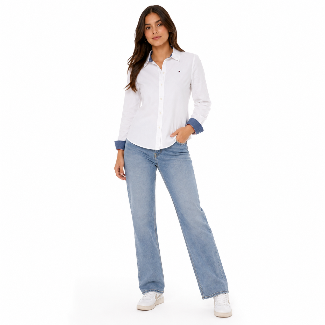 Tommy Hilfiger Women's Cotton Puff-Print Long-Sleeve Shirt