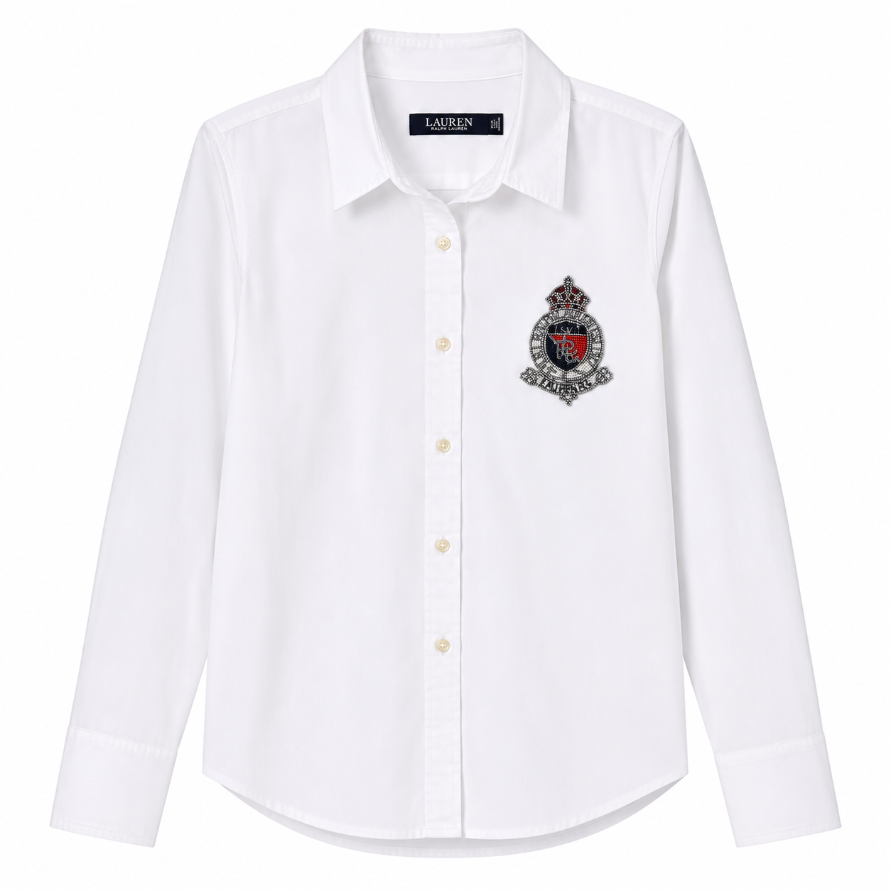 Ralph Lauren Classic Fit Beaded-Crest Shirt Women’s