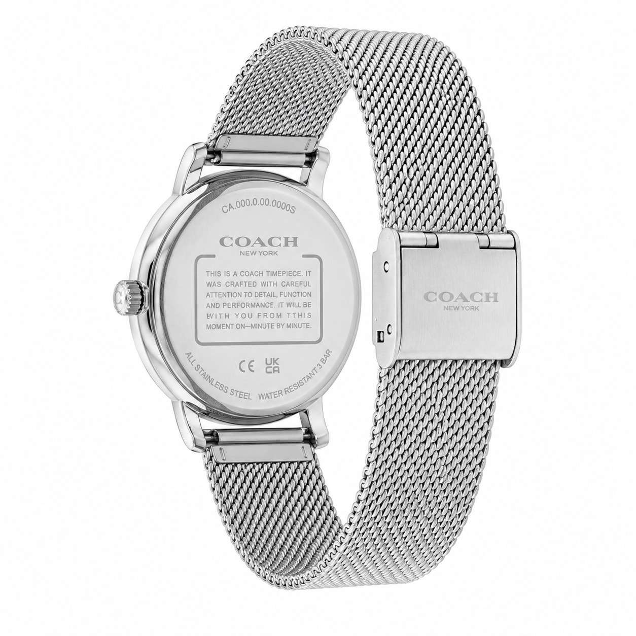 Coach -Grand Silver Glitz Dial Mesh Band Womens 36mm Watch