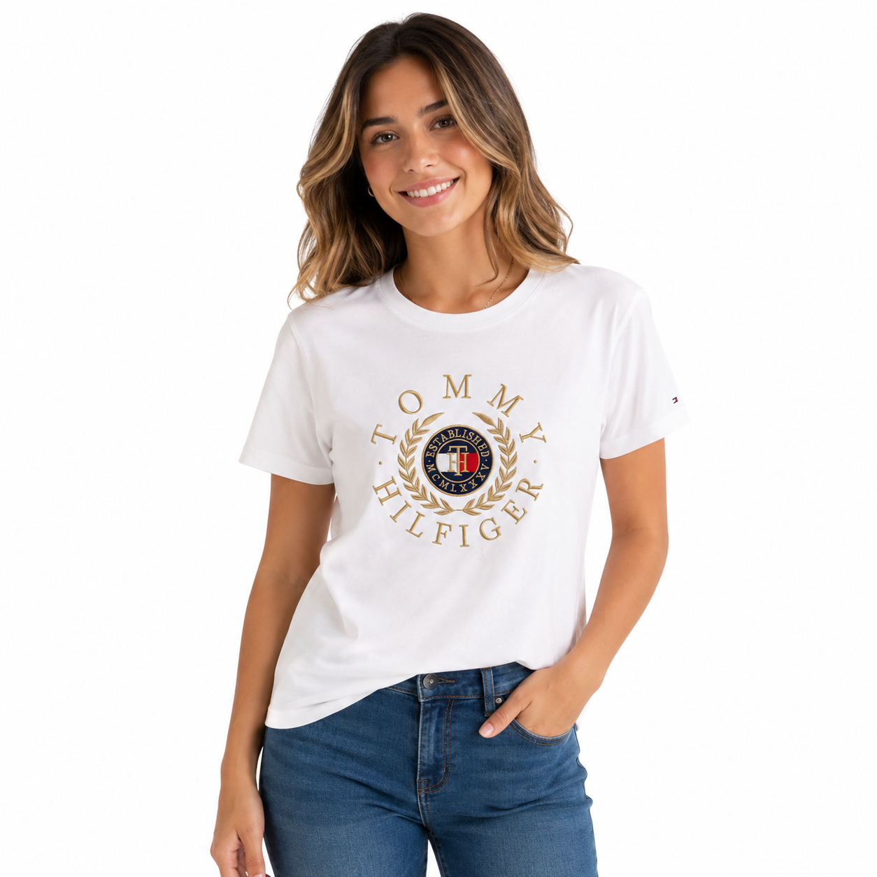 Tommy Hilfiger Embroidered Tommy Laurel Logo T-Shirt