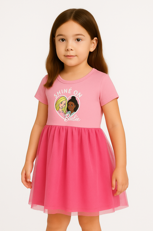 Barbie Toddler Girls Shine On Short Sleeve Dress