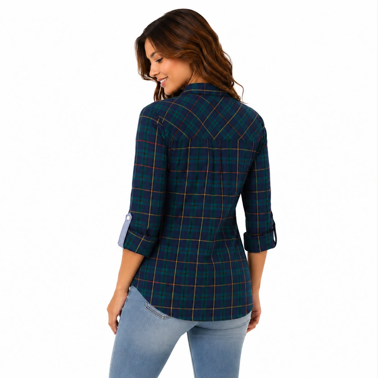 Tommy Hilfiger Women's Plaid Roll-Tab-Sleeve Button-Down Shirt