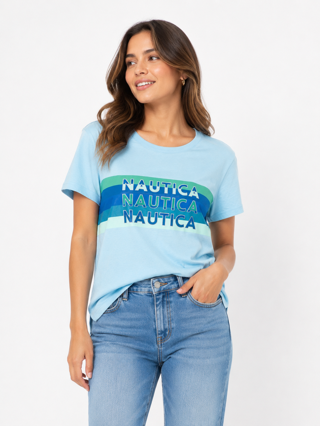 Nautica Women's Open-Front Captain's Jacket in Night Sky T-Shirt