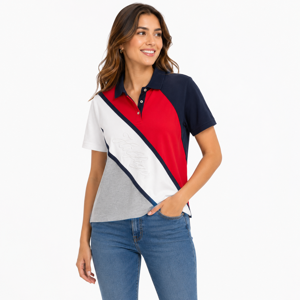Tommy Hilfiger Women Striped Regular Fit Polo T-Shirt