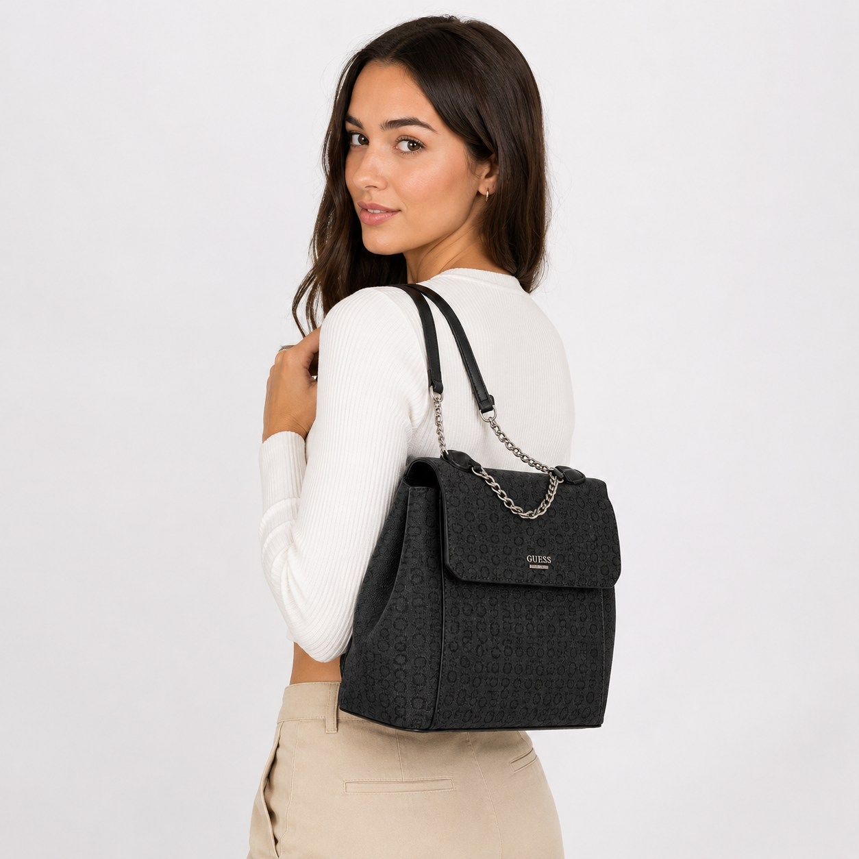 Guess Signature Print Mini Backpack