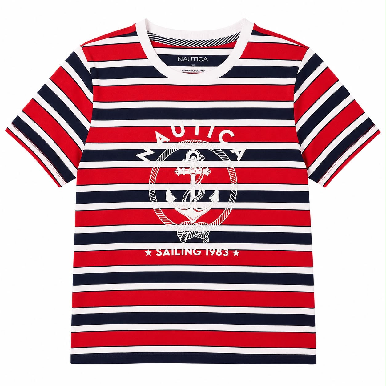 Nautica Sailing 1983 Striped Graphic T-Shirt