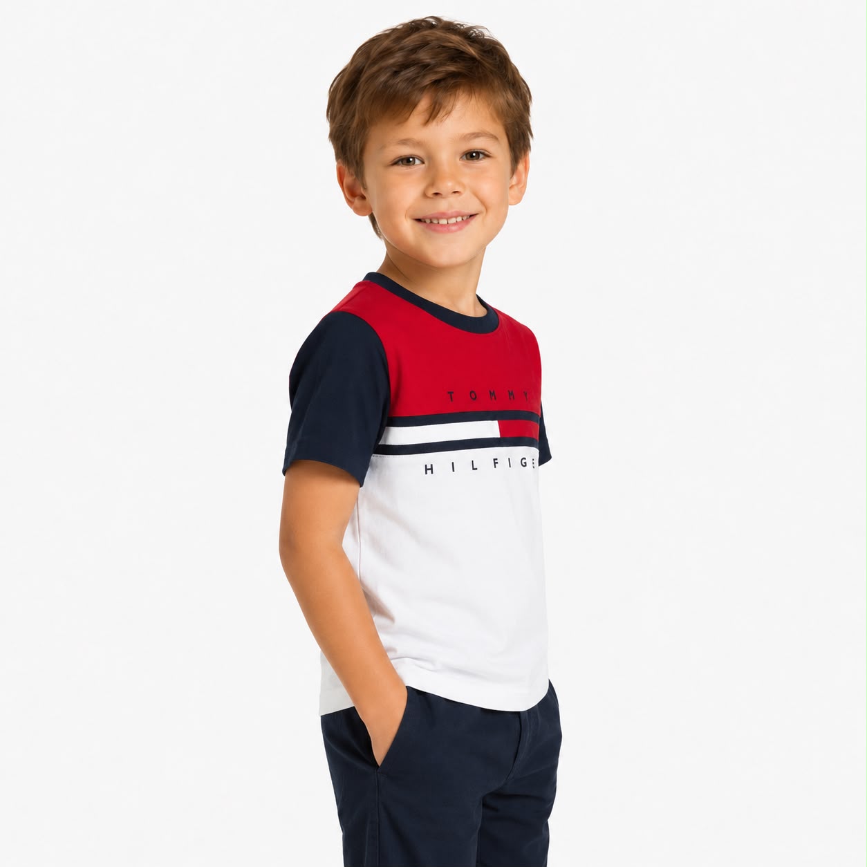Tommy Hilfiger-Kids' Colorblock Flag Stripe T-Shirt
