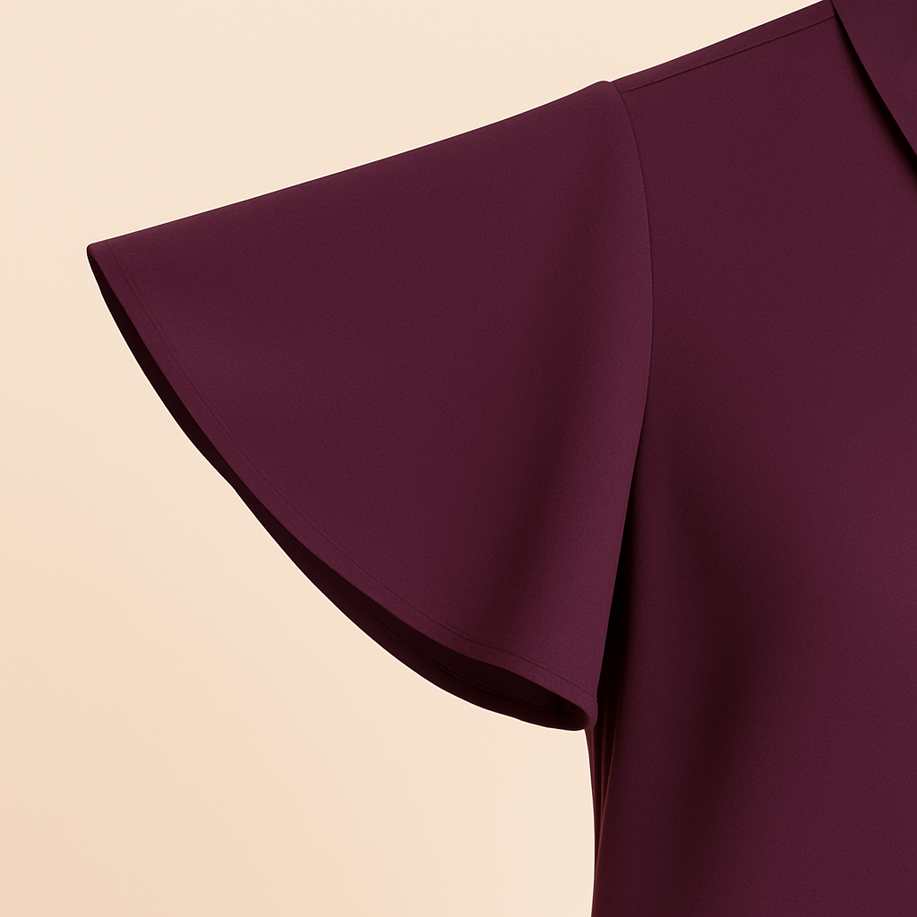 Calvin Klein Chiffon Flutter Short Sleeve Collared Tie Neck Blouse