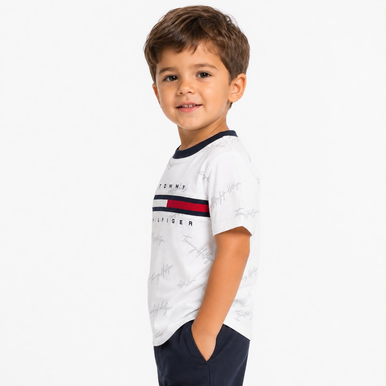 Tommy Hilfiger Kids' Signature Flag Stripe Logo T-Shirt