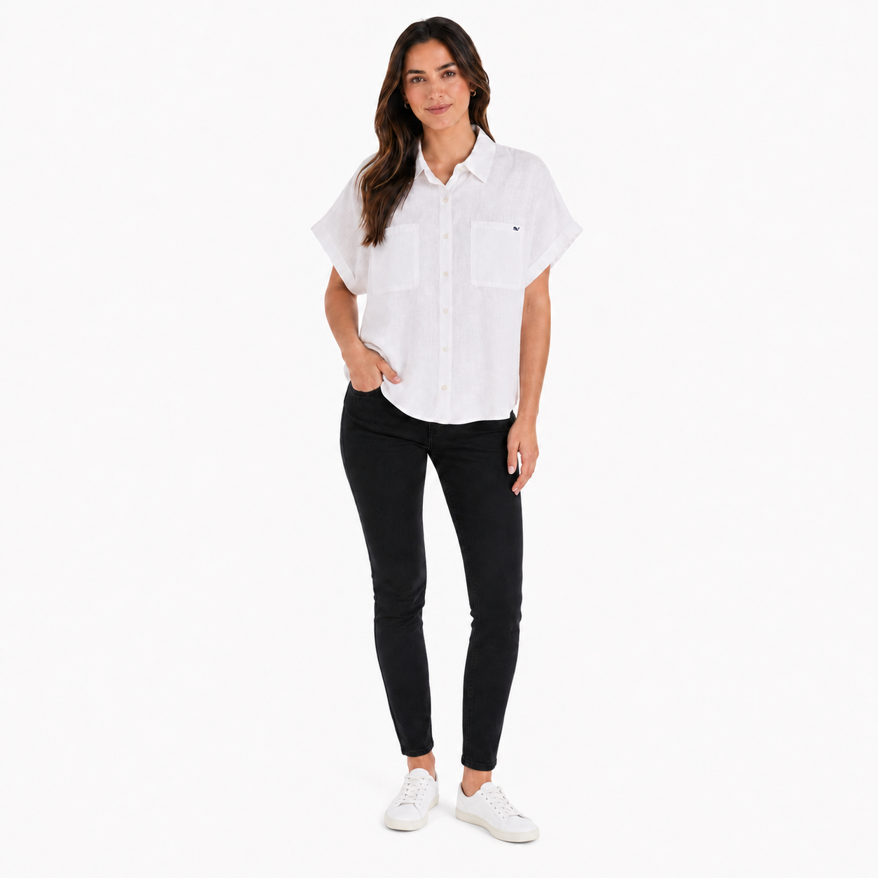 Vineyard Vines-Women's loose fit button shirt (oversized) in white